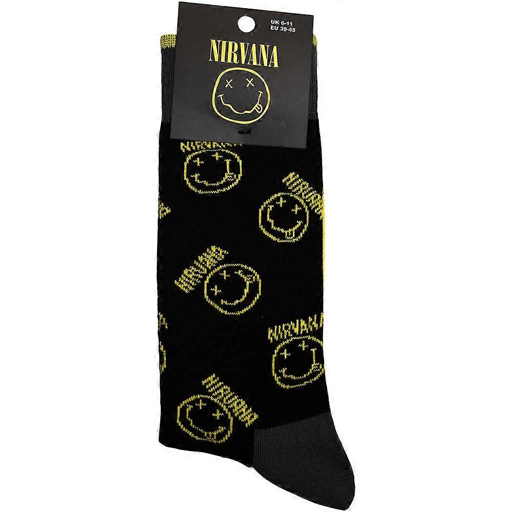 Nirvana Yellow Grunge Smile Pattern Ankle Socks