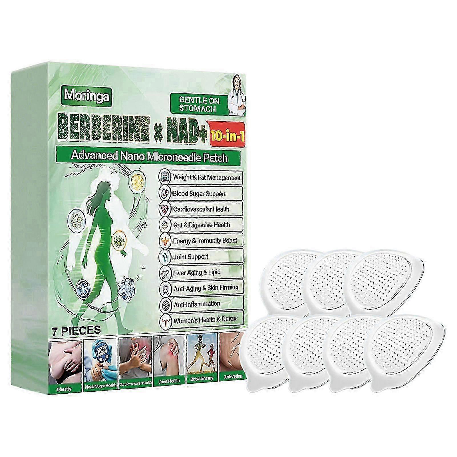 Berberine NAD+ Nano Microneedle Patch,Moringa Herbal Support Patch,7-Pack_YNYN