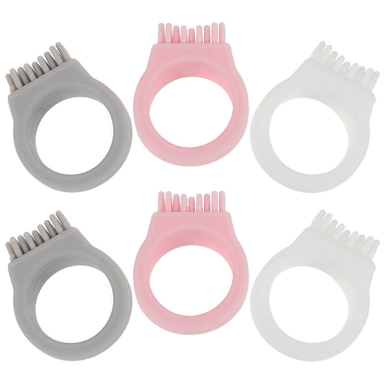 Compact Ring Toothbrush Finger Ring Toothbrush for Teeth Cleaning 6Pcs