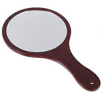 1Pc Houten Handvat Make-up Spiegel Retro Cosmetische Spiegel Handheld Make-up Spiegel