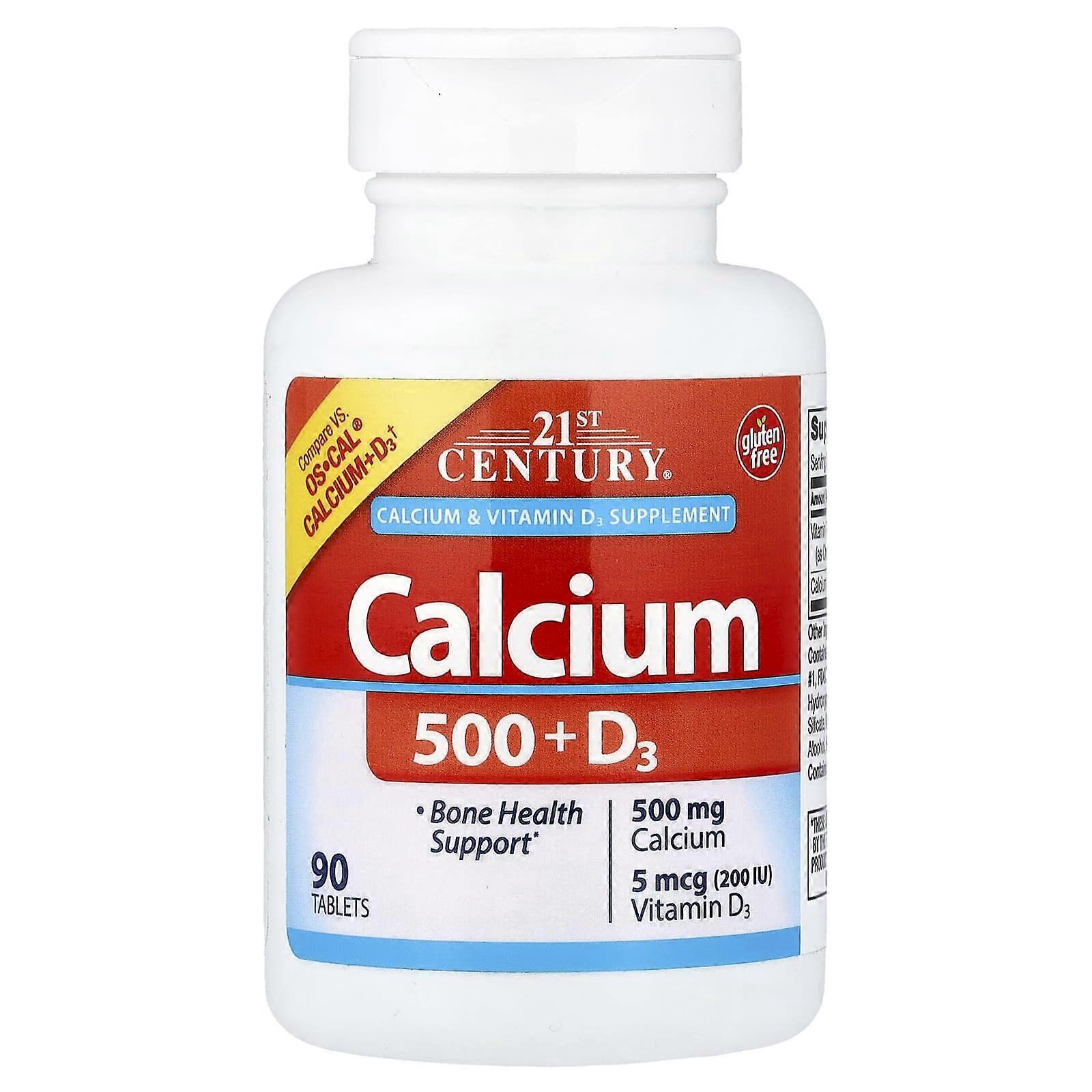 21st Century, Calcium 500 + D3, 90 Tablets, 4-Pack