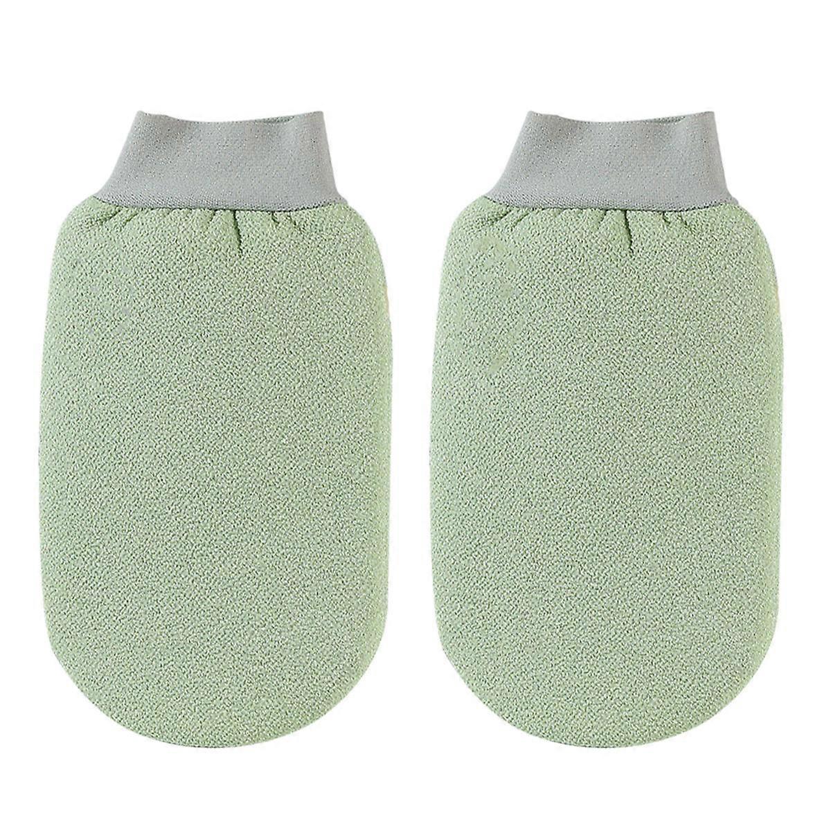 Green Bath Gloves Comfortable Bathing Gloves for Deep Cleaning 2Pcs