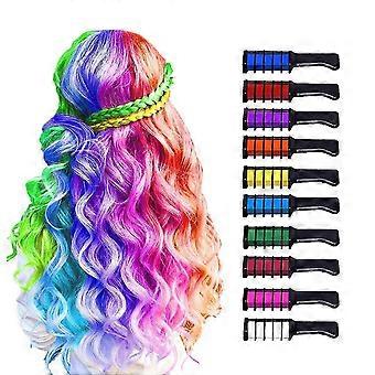10 Farbe Haarkreide für Mädchen Make-up Kit - Neuer Haarkreidekamm Temporärer waschbarer Haarfarbstoff für Kinder Halloween Weihnachtsgeschenke Spielzeug