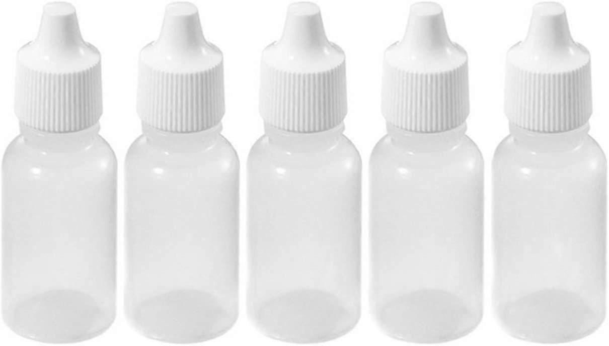 Empty Soft Plastic Tip Squeeze Dropper Bottle with Removable Drip Cap 50 Pcs (5ml)