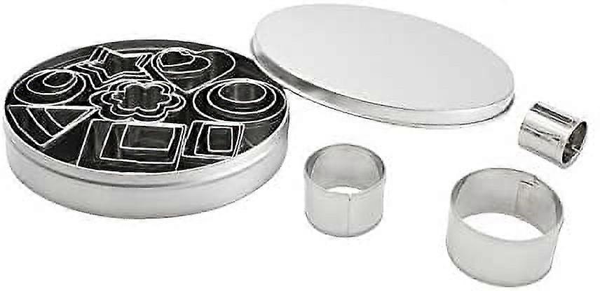 Mini Geometric Shaped Cookie Biscuit Cutter Set 24 Rectangle Square Heart Triangle Round Tiny Circle Baking Stainles