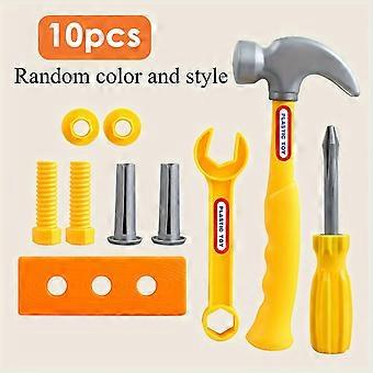 10 Pcs Pretend Play Tool Set for Kids, Plastic Simulation Repair Kit with Hammer Wrench Screwdriver Nuts Bolts, Educational Role-Playing Gift for Todd