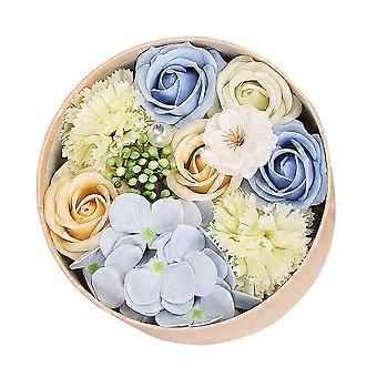 Blue Soap Flower Gift Small Round Box for Decoration Use 1Pcs