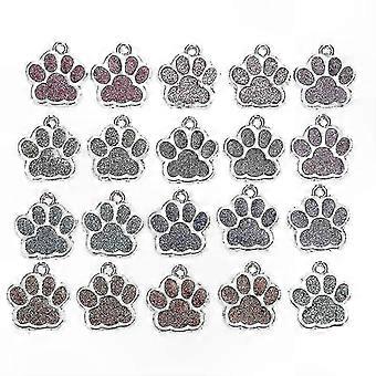 Pet Collar ID Tags, 20 Pcs Paw Shape Alloy Pendants, Decorative Pet Accessories