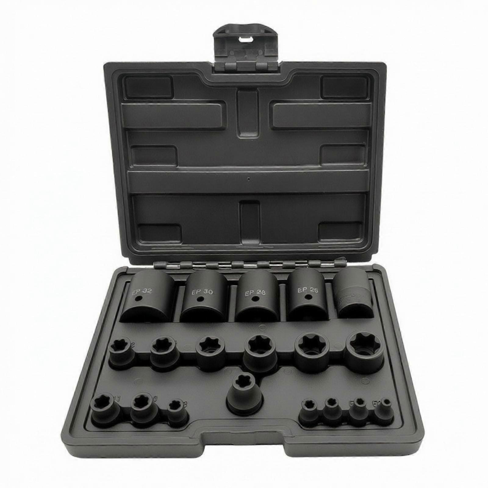 19 Pieces Socket Tool Set in Carrying Case Portable EP Socket Set Labeled Tool