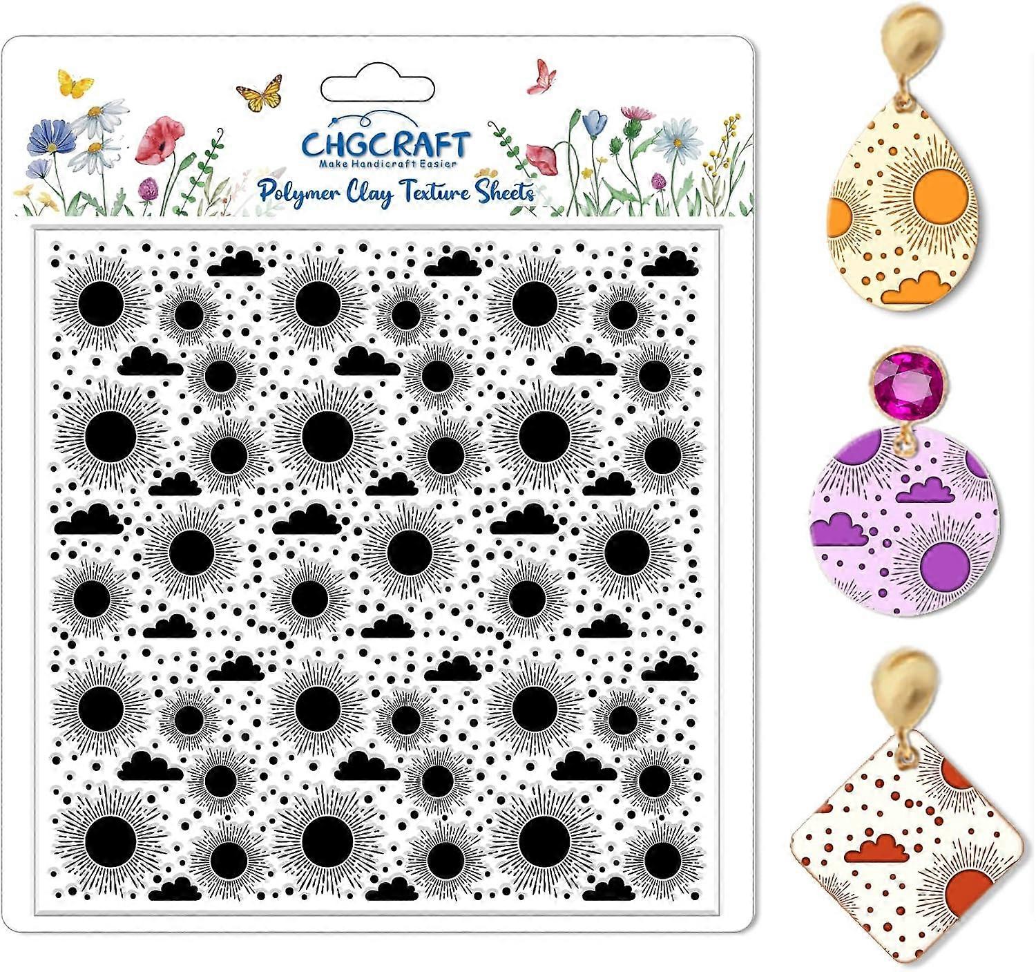 Sun and Cloud Polymer Clay Texture Sheets Geometric Pattern Texture Stamp Clay Texture Mat Modeling Pattern Pad Sheets