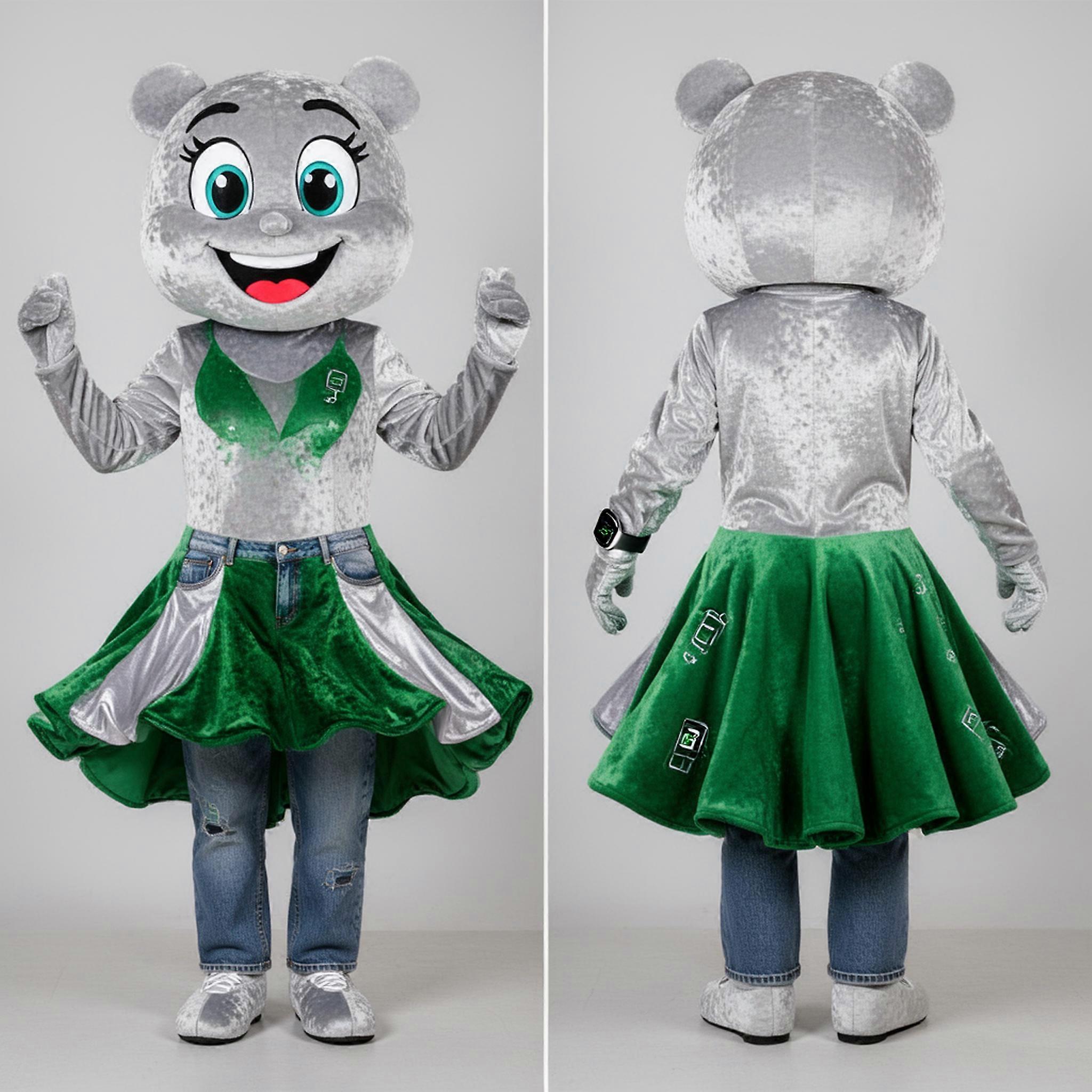 MASTICOT Silver Velvety Irish Dancer Mascot