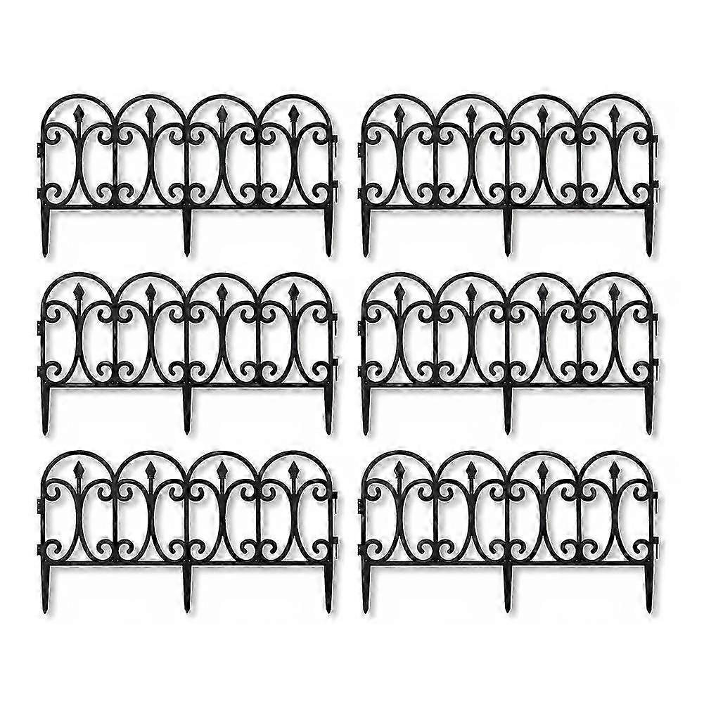 Garden Fence Edging Border Modular Interlocking Plastic Panels Black 6 Pack