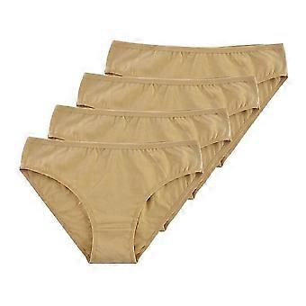4 Pieces Women's Cotton Underwear Briefs Lingerie Middle Waist Undies Girls Sexy Panties Soild Colors Undershorts