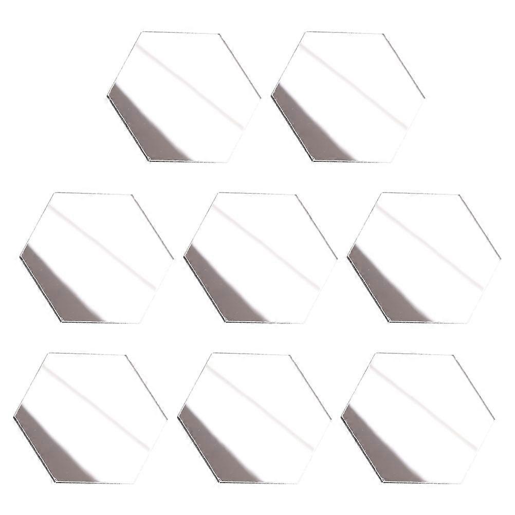 Mini Mirror Models Acrylic Decor for Doll House 8Pcs Silver Set