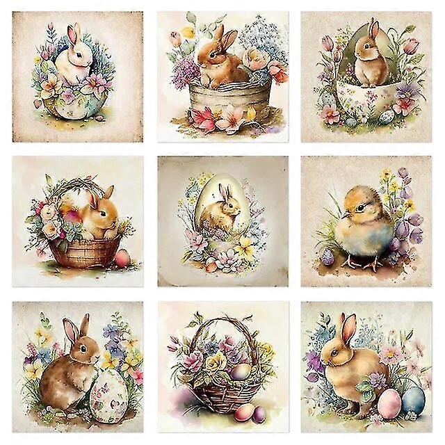 9pcs Cartoon Rabbit Easter Bottle Tags