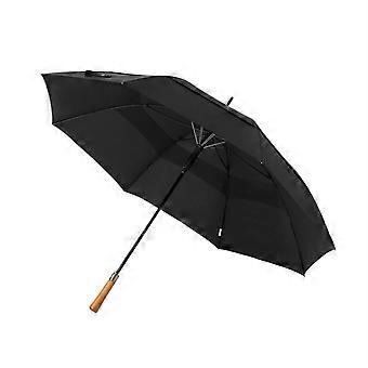 Windproof Umbrella 48in Auto Open Double Layer Rain Umbrella with Classic Wooden Handle