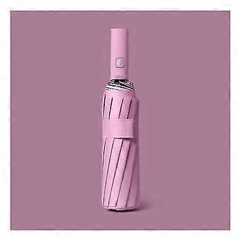 Automatic Travel Umbrella UPF 50+ UV Protection, Waterproof Fabric, 10/12 Ribs, Pink, 38.6 in