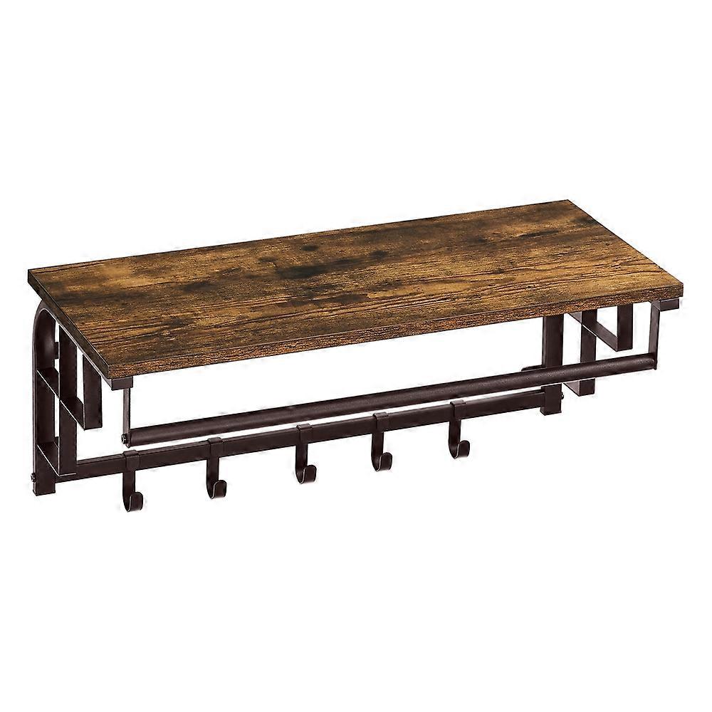 Wall-Mounted Coat Rack with Hanging Rod and Storage Shelf