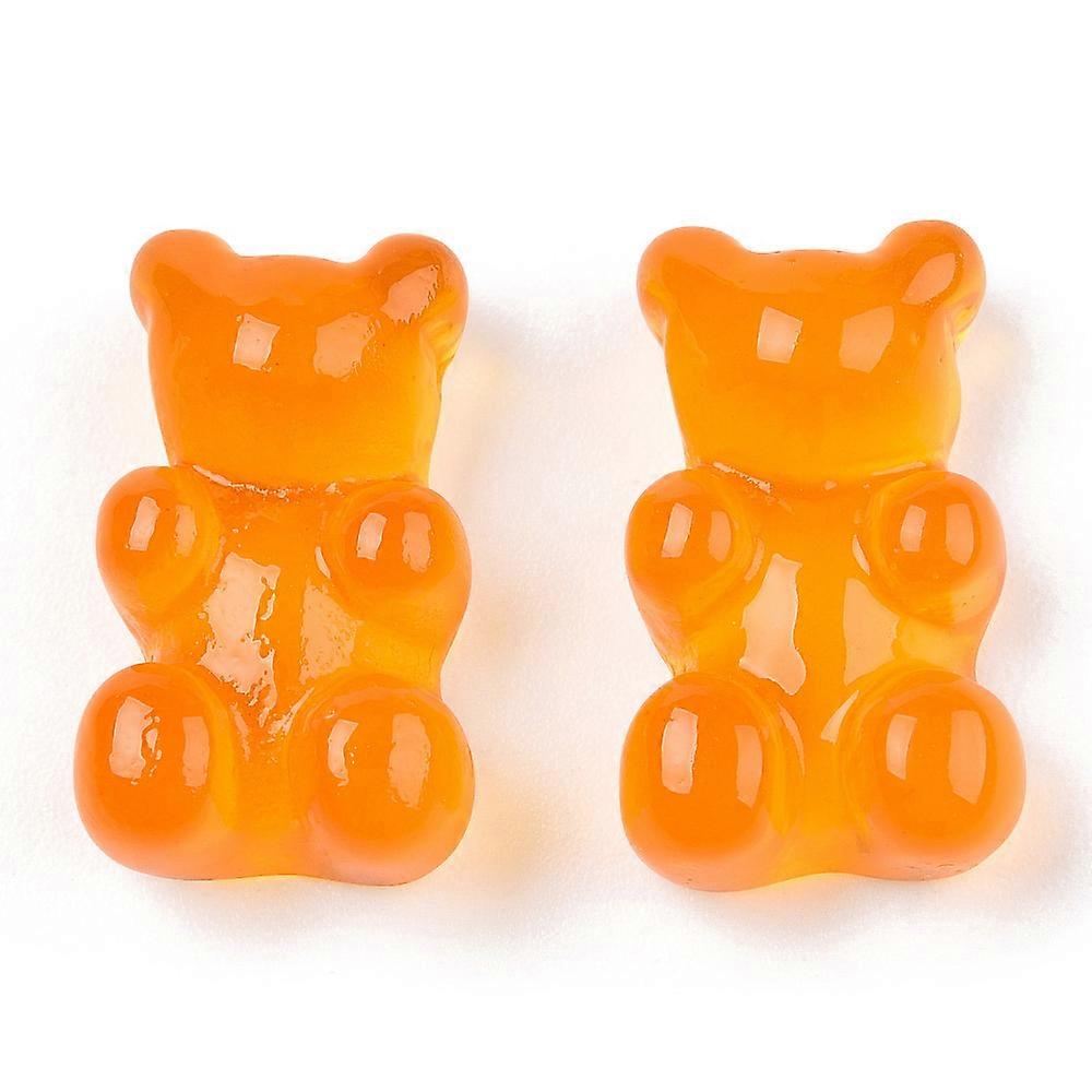 200pcs Translucent Resin Cabochons Bear Orange 18.5x11x7mm