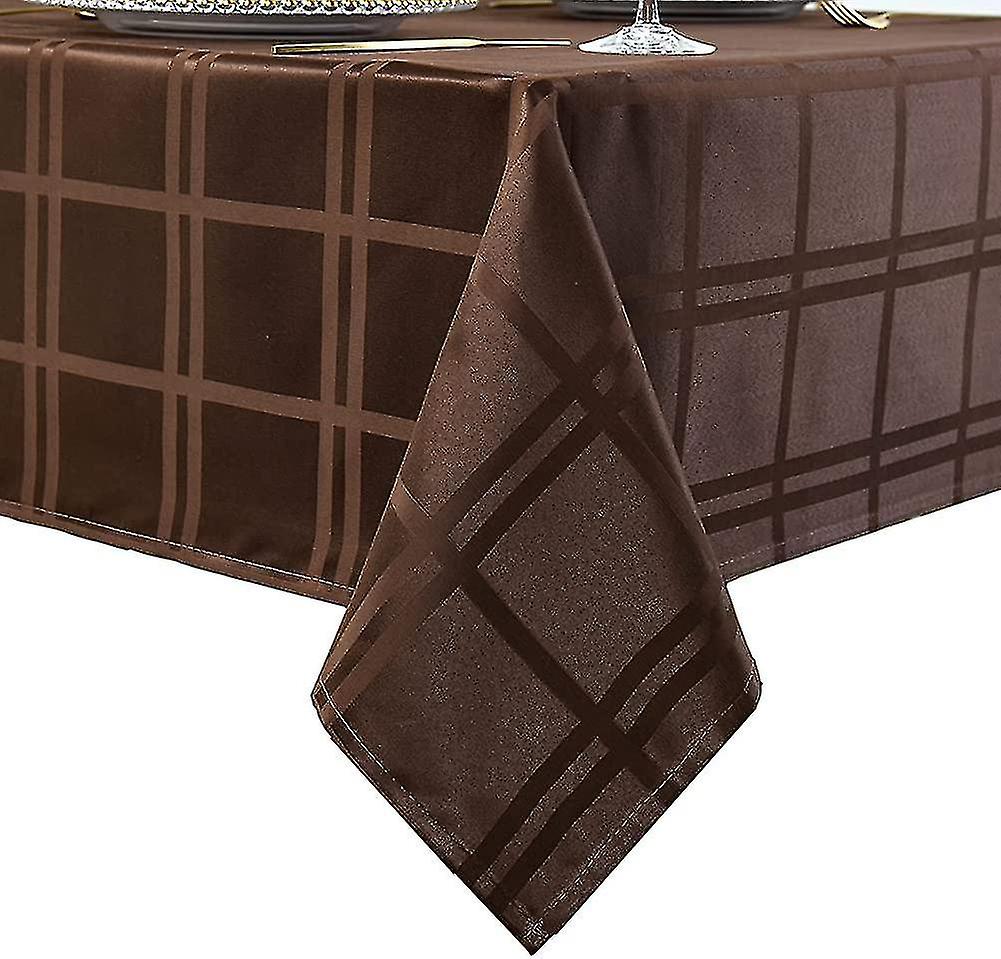 Rectangle Tablecloth Plaid Style Polyester Table Cloth Spillproof Wrinkle