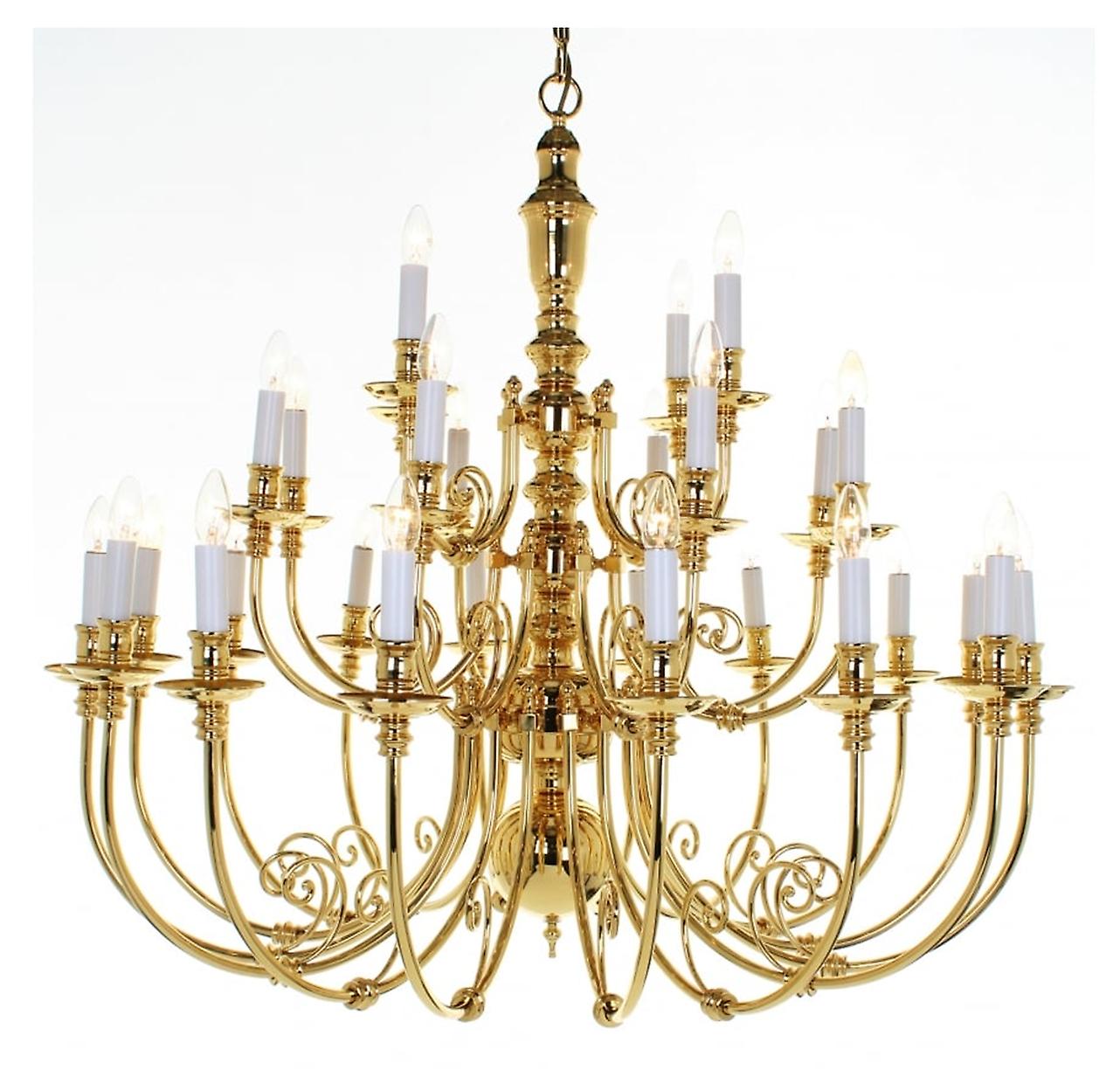 Beveren Polished Brass 28 Arm Chandelier