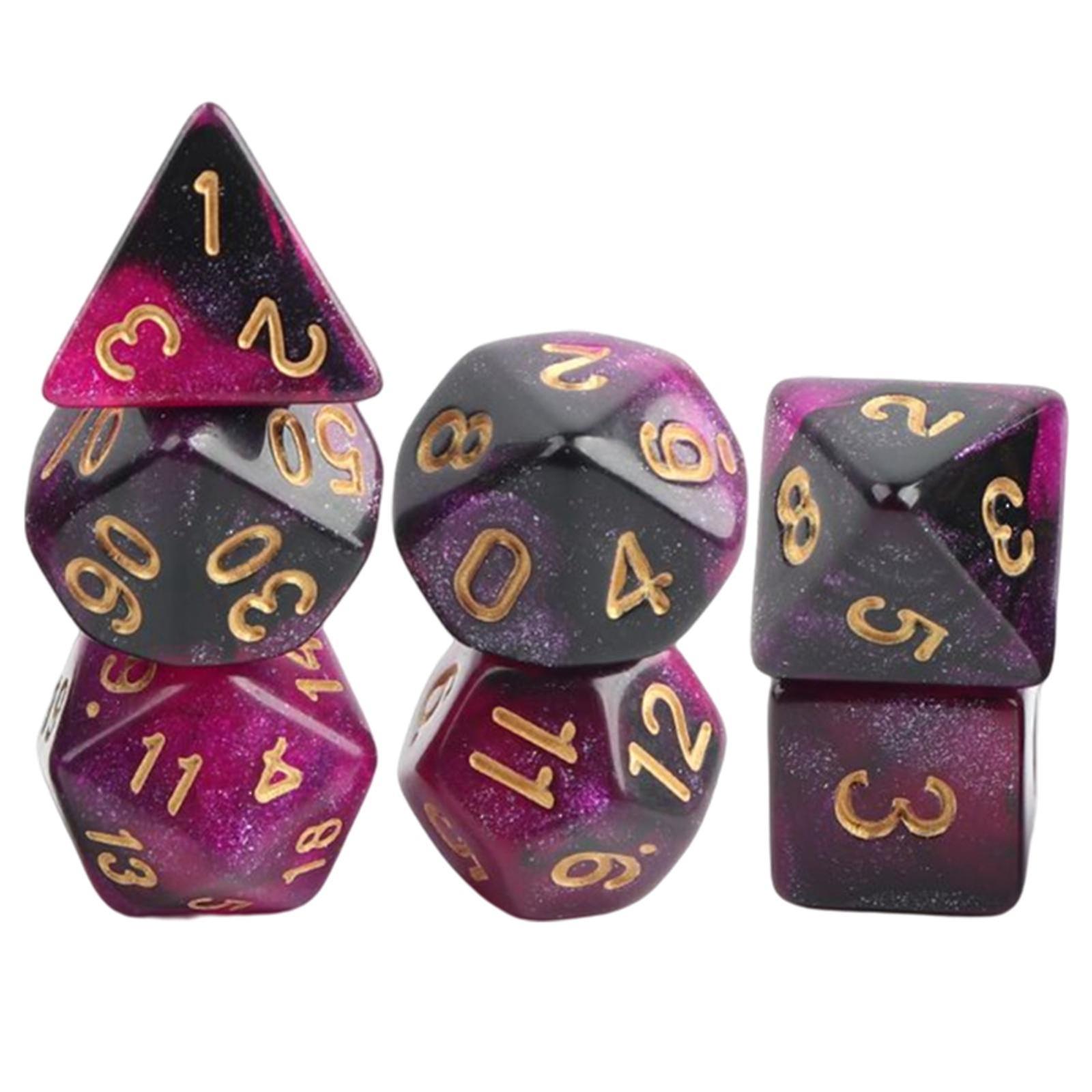 7x Polyhedral Dice Party Game Dice Game for DND Table Game Star Dark Purple