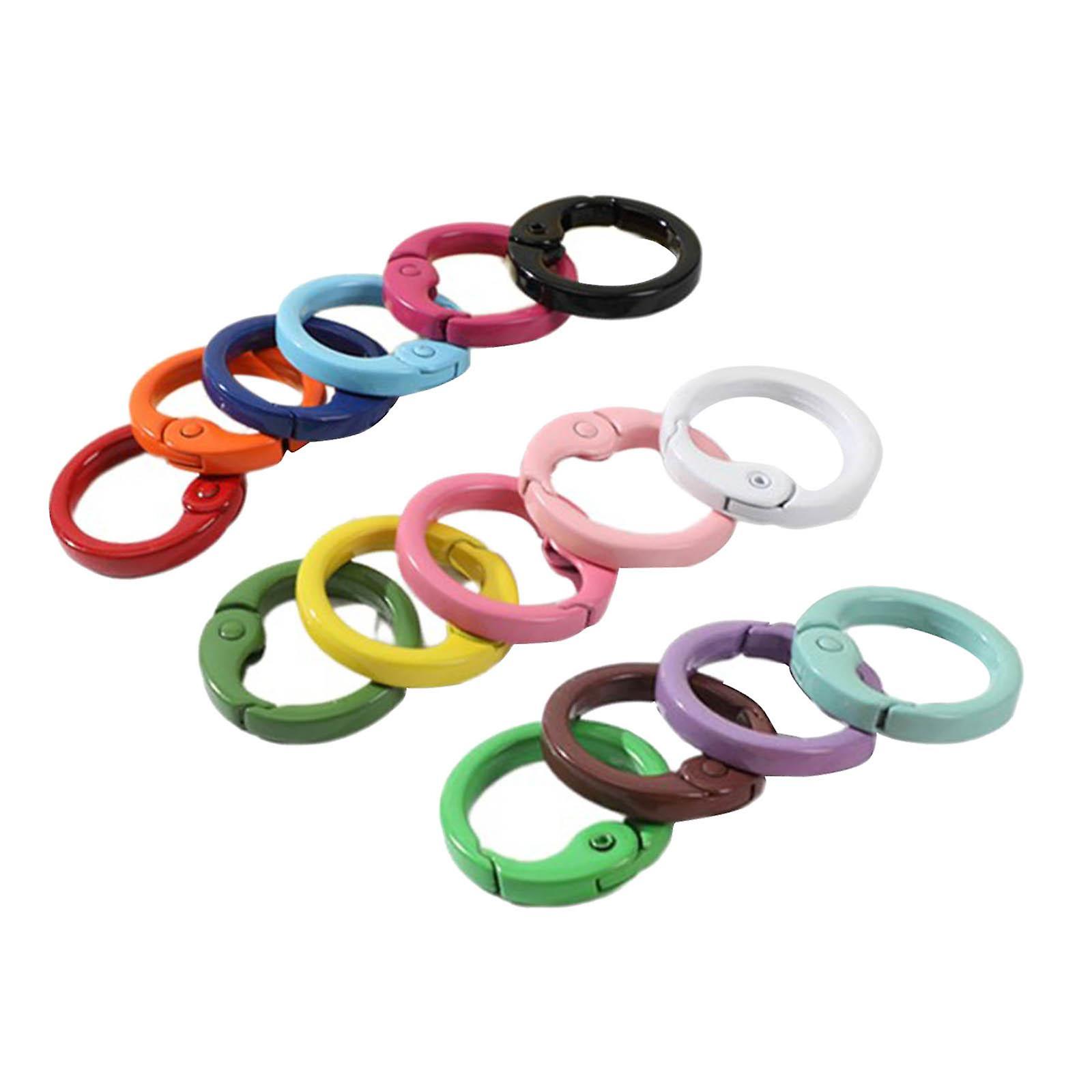 15x Spring O Ring Set 15 Colors Zinc Alloy Round for Keychains Crafts Bag