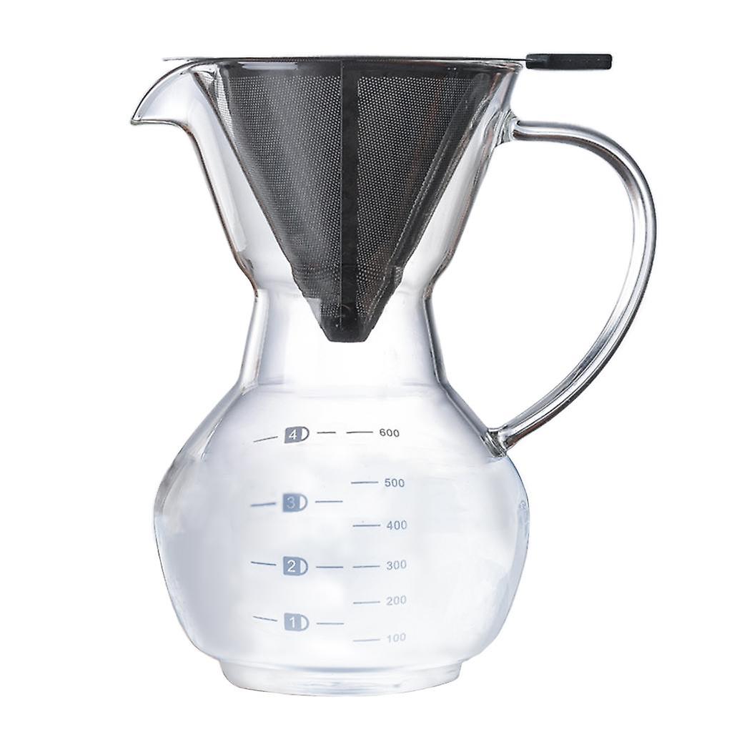 Pour Over Coffee Maker Glass Coffee Drip Kettle Coffee Brewing Tool 600ml