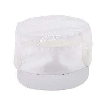 White Mesh Chef Hat Cap Catering Baker Kjøkken Arbeid Head Wrap Unisex