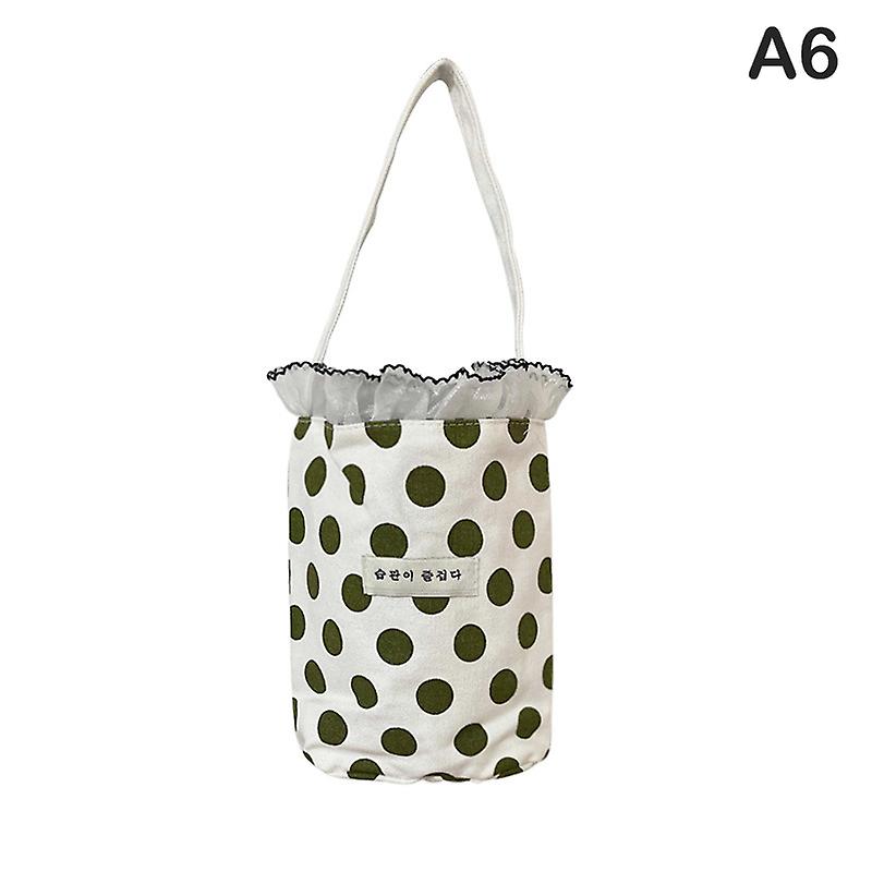 Spring And Summer Small Bag Portable Canvas Carry Storage Handbag With Lace Trim