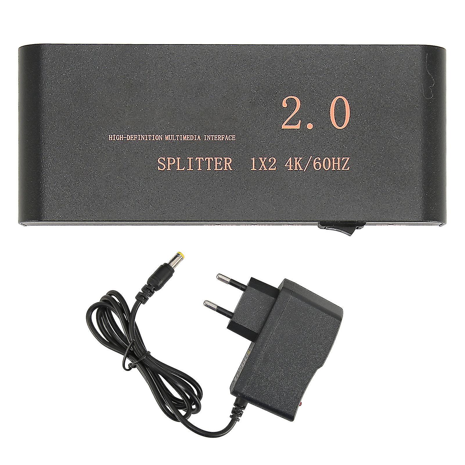 4K 60Hz HD Multimedia Interface Splitter 1x2 - High-Speed 18.2Gbps Distributor Box EU Plug