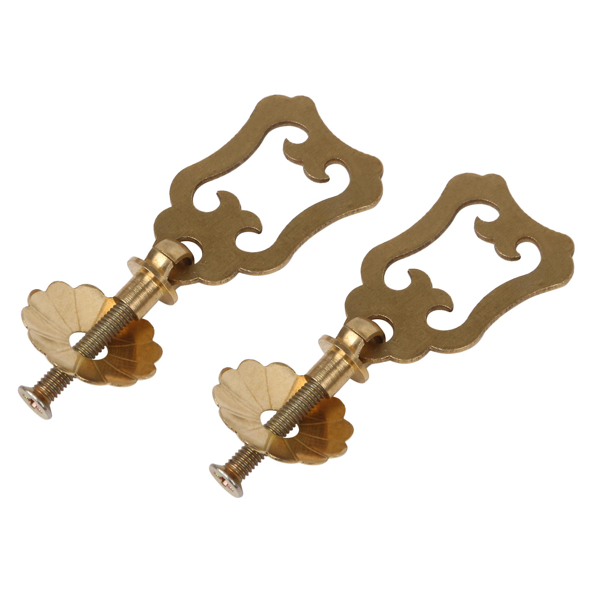 2Sets Brass Retro Cabinet Door Jewelry Box Pull Handle with Screws Gold