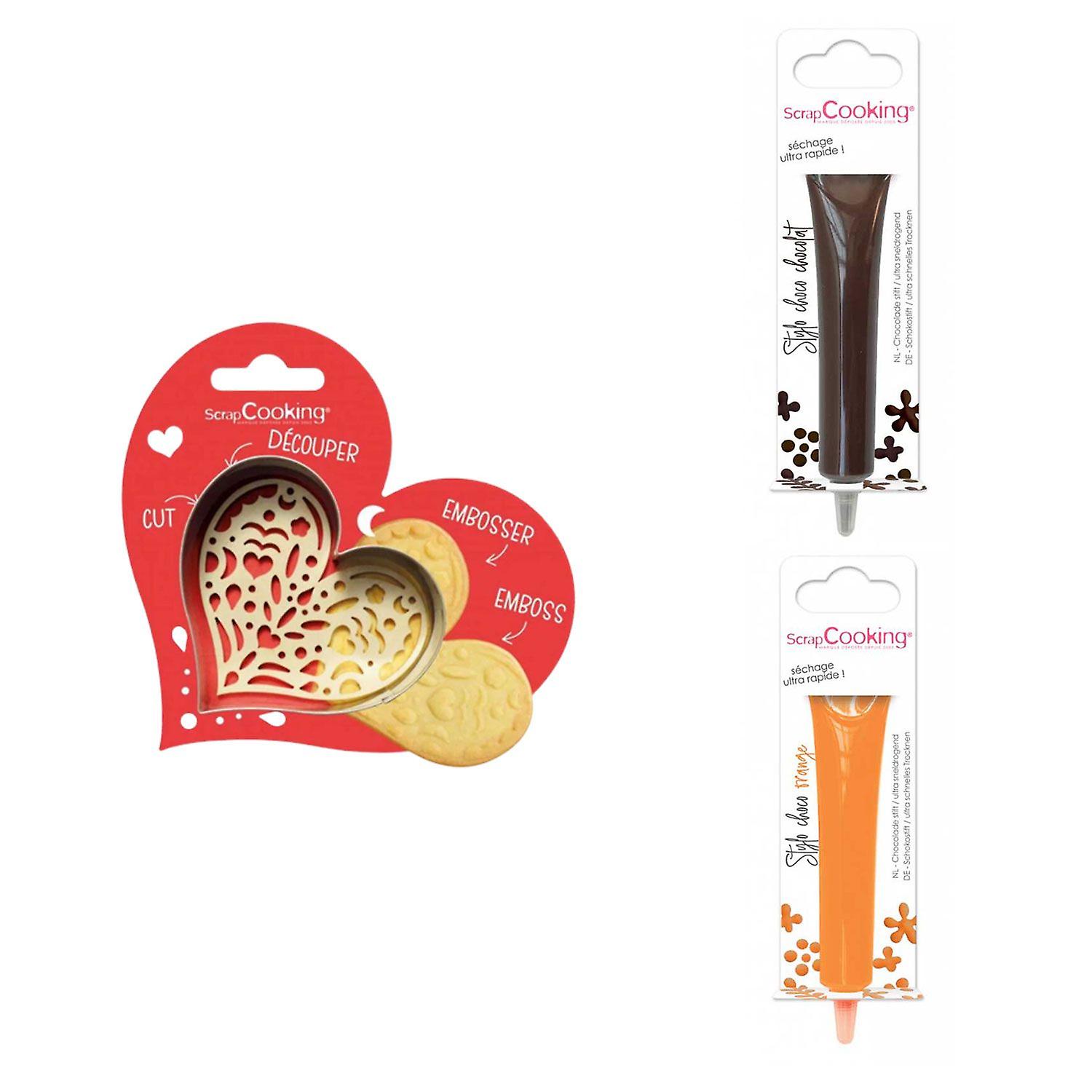 Heart Relief Cookie Kit + 2 Brown and Orange Chocolate Pens