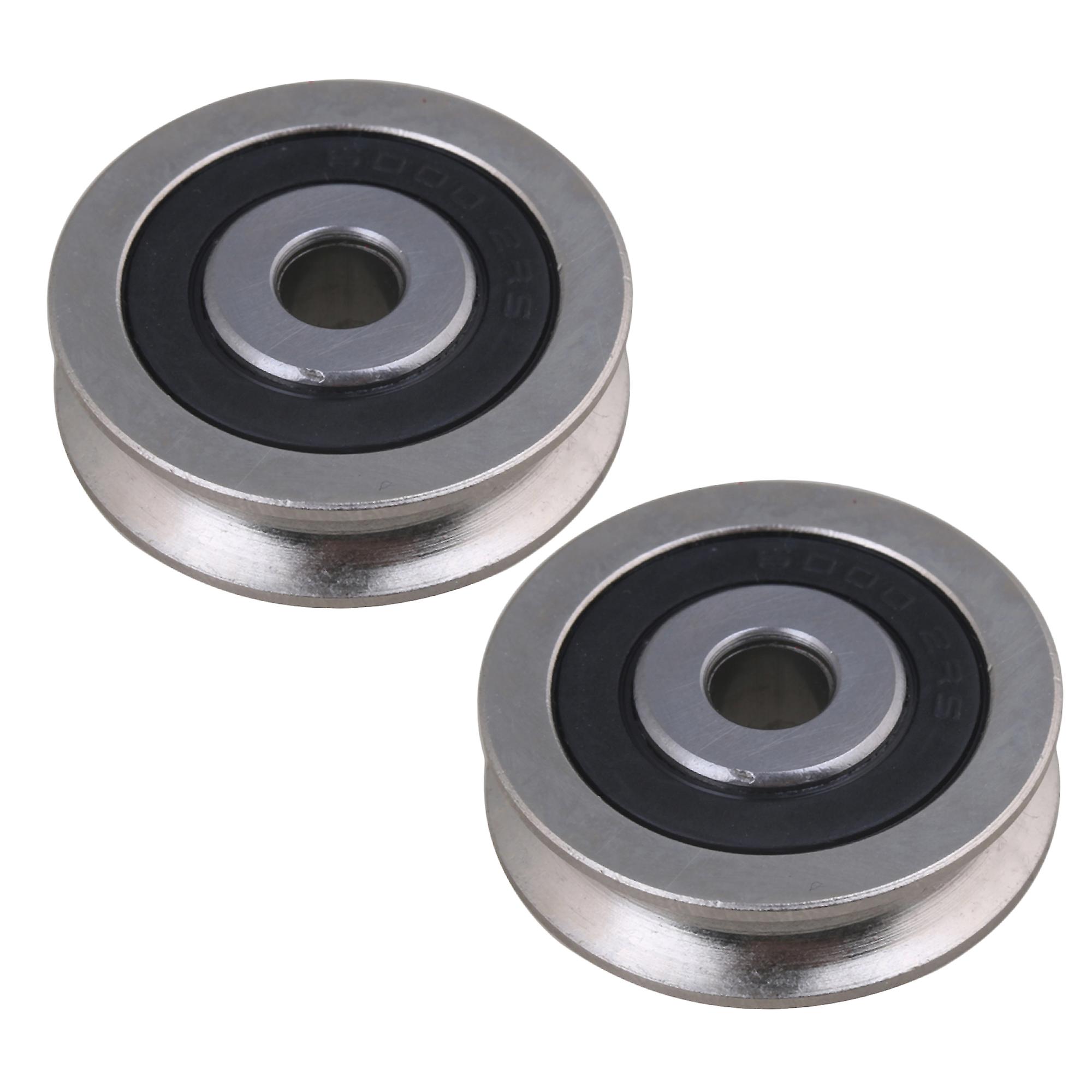 2 PCS U Shape Groove Ball Steel Bearing Pulleys for Rail Track Linear