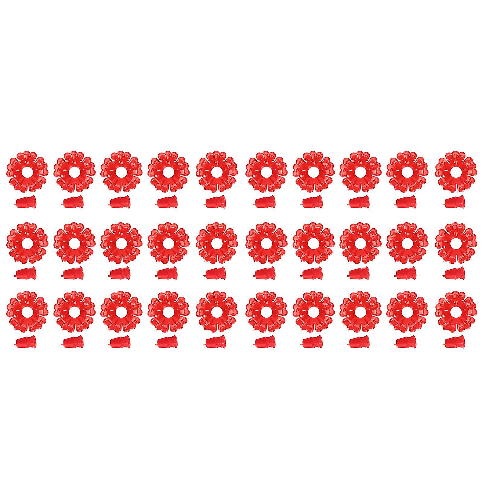 30 Set Red Hummingbird Feeder Replacement Flowers 3cm Plastic