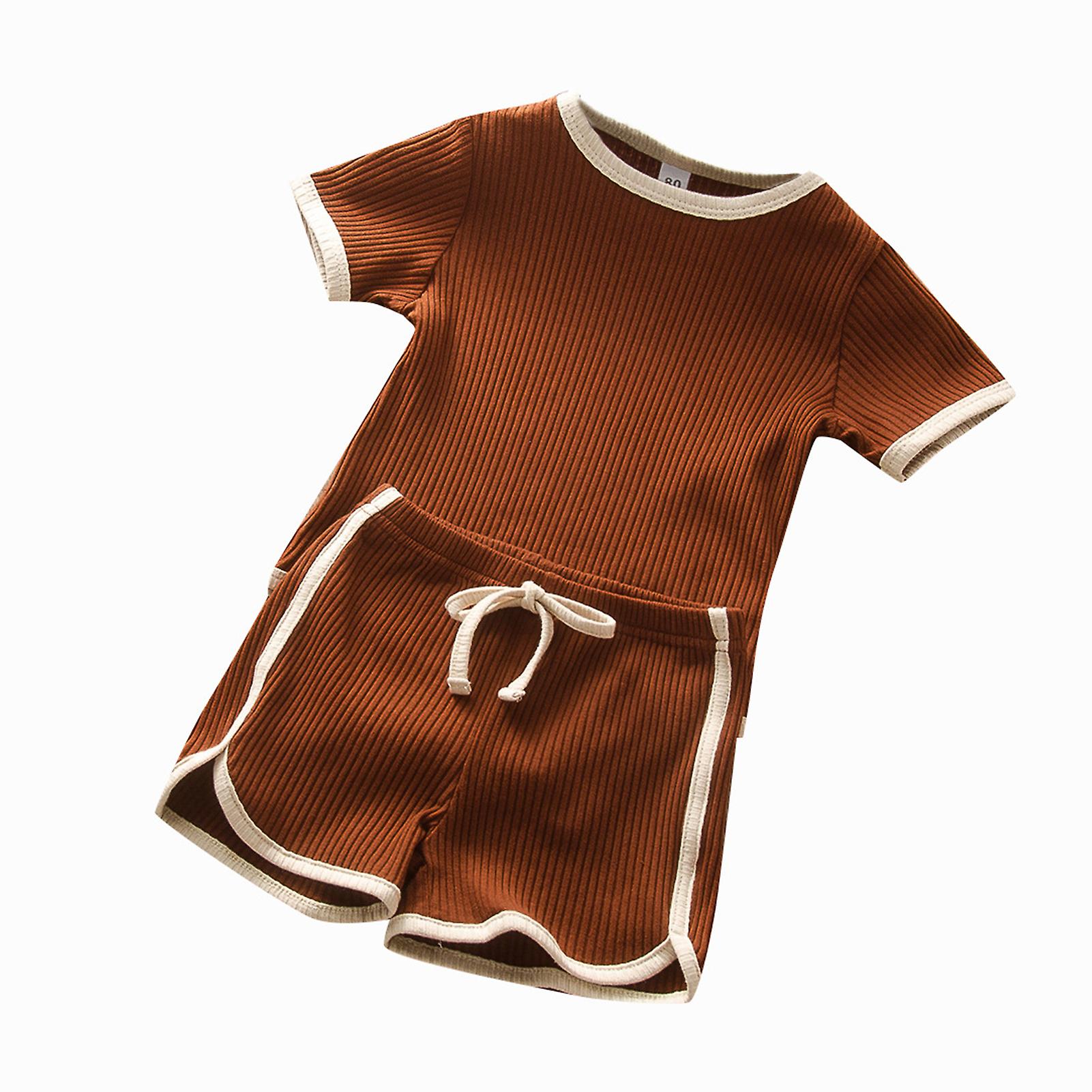 Fianao Kids Set Knitting Thin Solid Little Boys Summer Romper Shorts Suit for Going Out
