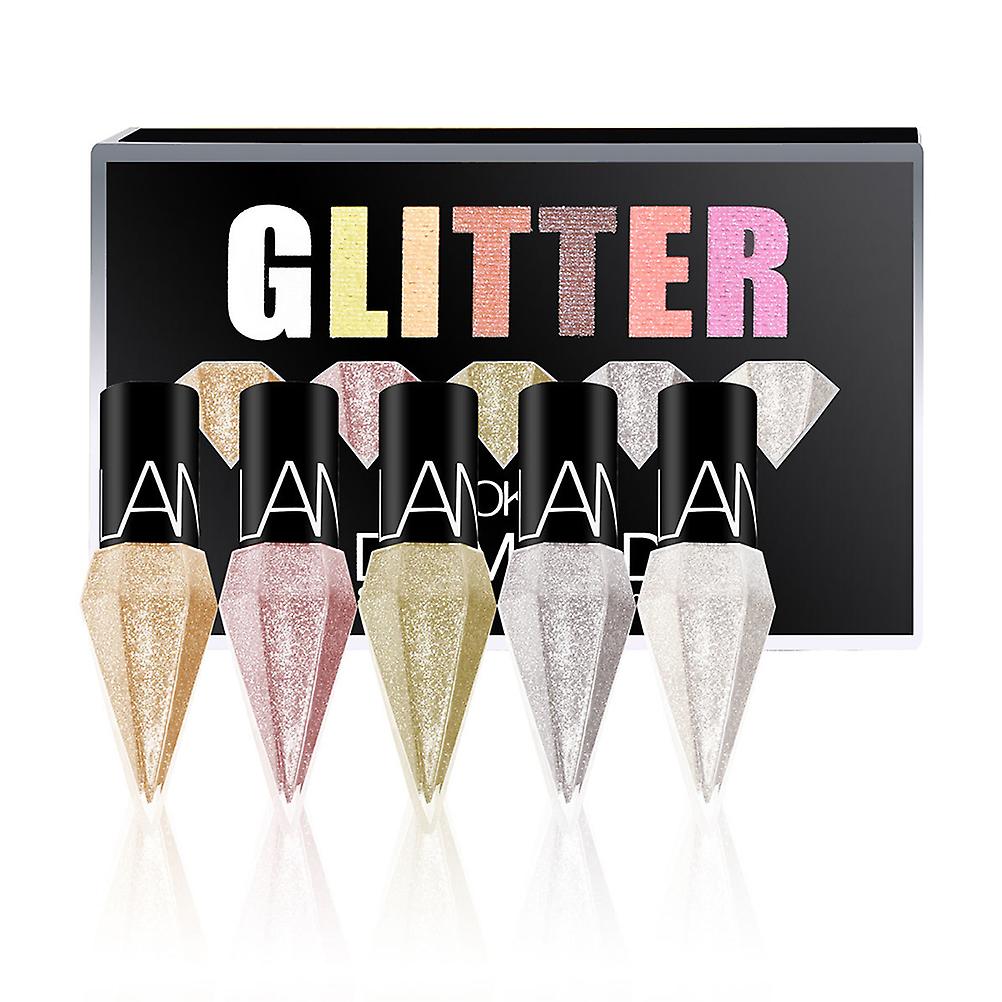 5 Pcs Shiny Eyeliner Set Waterproof Long Lasting Liquid Glitter Eyeliner Smudgeproof Makeup Eye Liner Eye Shadow