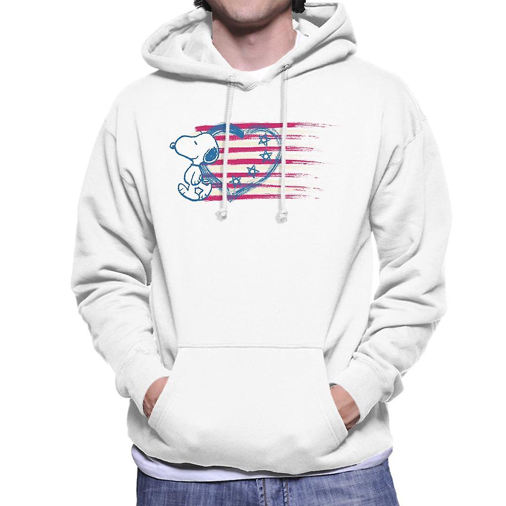 Peanuts Snoopy Patriotic Heart Flag Men's Sudadera con capucha