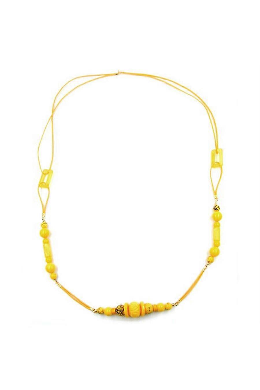 Necklace Yellow Beads Yellow Chain 100cm - Gl01964