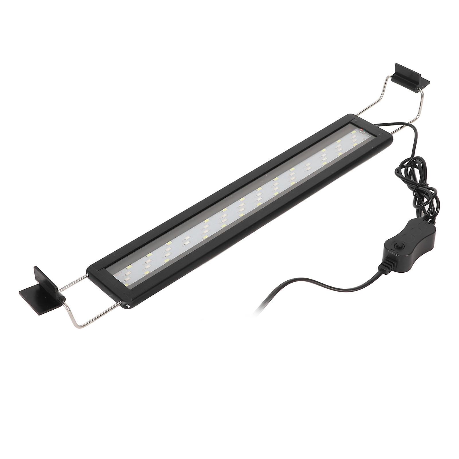 LED Aquarium Light 4 Rows Splashproof Ultrathin Fish Tank LED Color Changing Light with Extendable Brackets Black EU Plug 220V