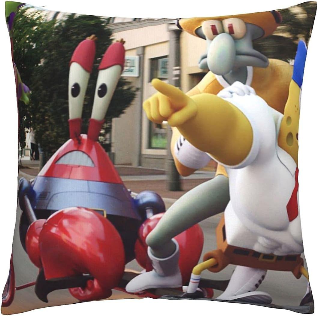 Soft and Comfortable Spongebob Cushion Covers 45cm x 45cm Square Throw Pillowcases for Sofa Bedroom with Invisible Zipper 18x18 Inch Double-Sided Prin