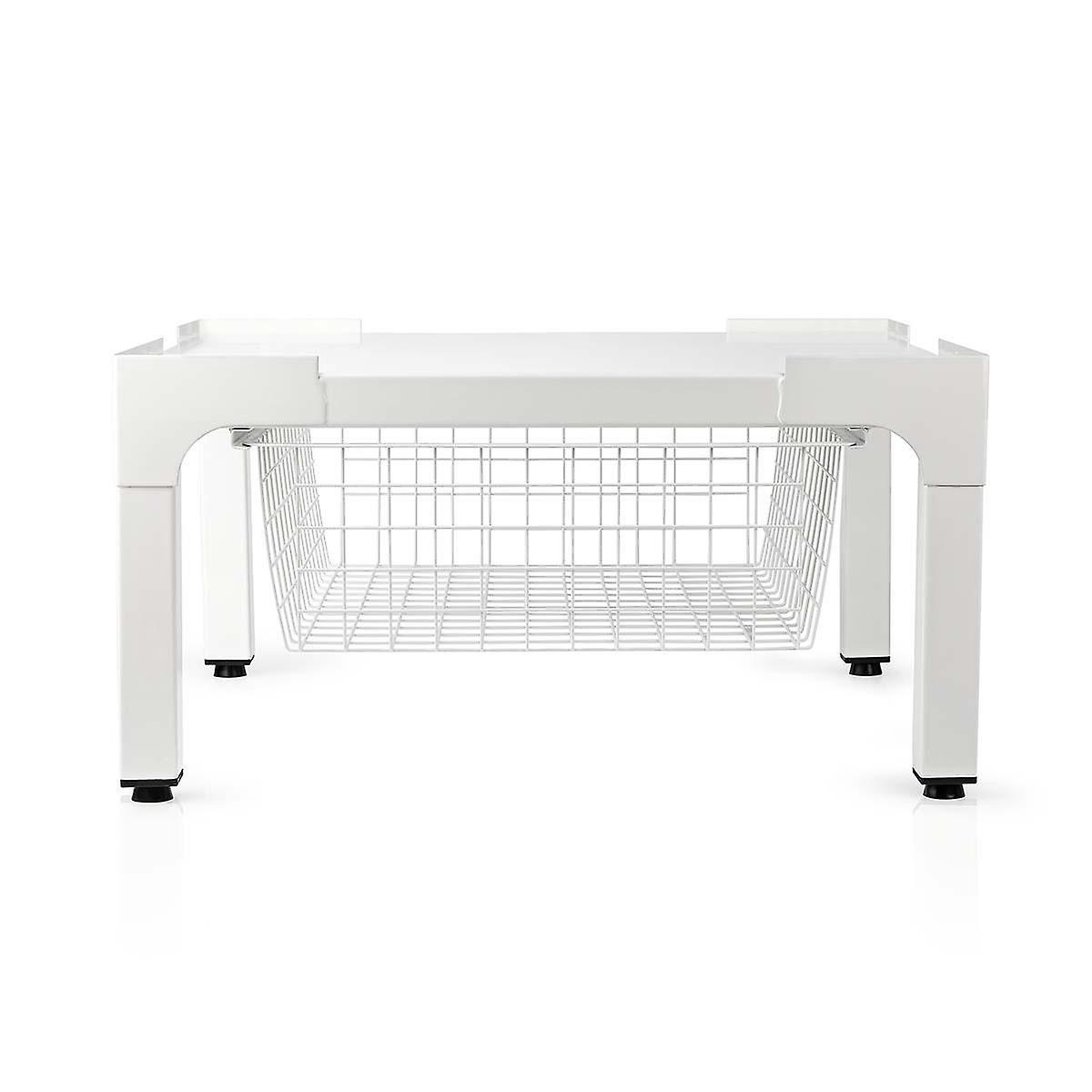 Washer & Dryer Stand | Wire Basket | 200 kg | White