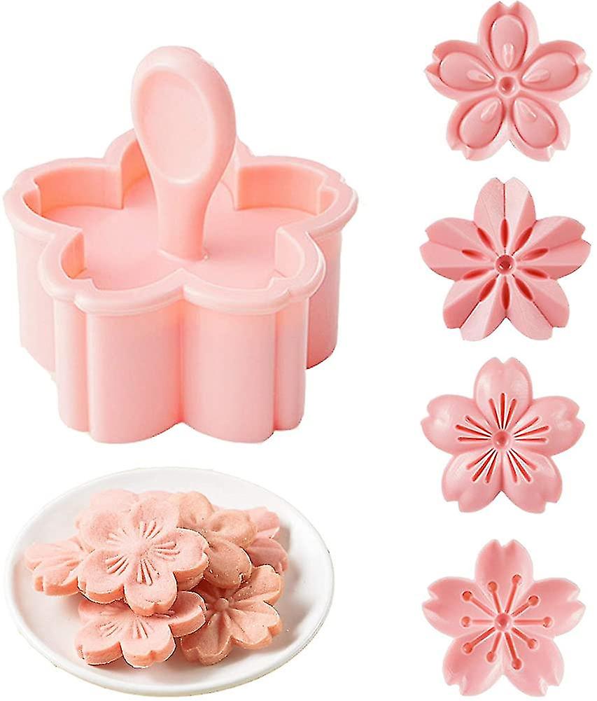 Cookie Press, 4 Styles Cookie Stamps Cherry Blossom Cookie Cutters Mold