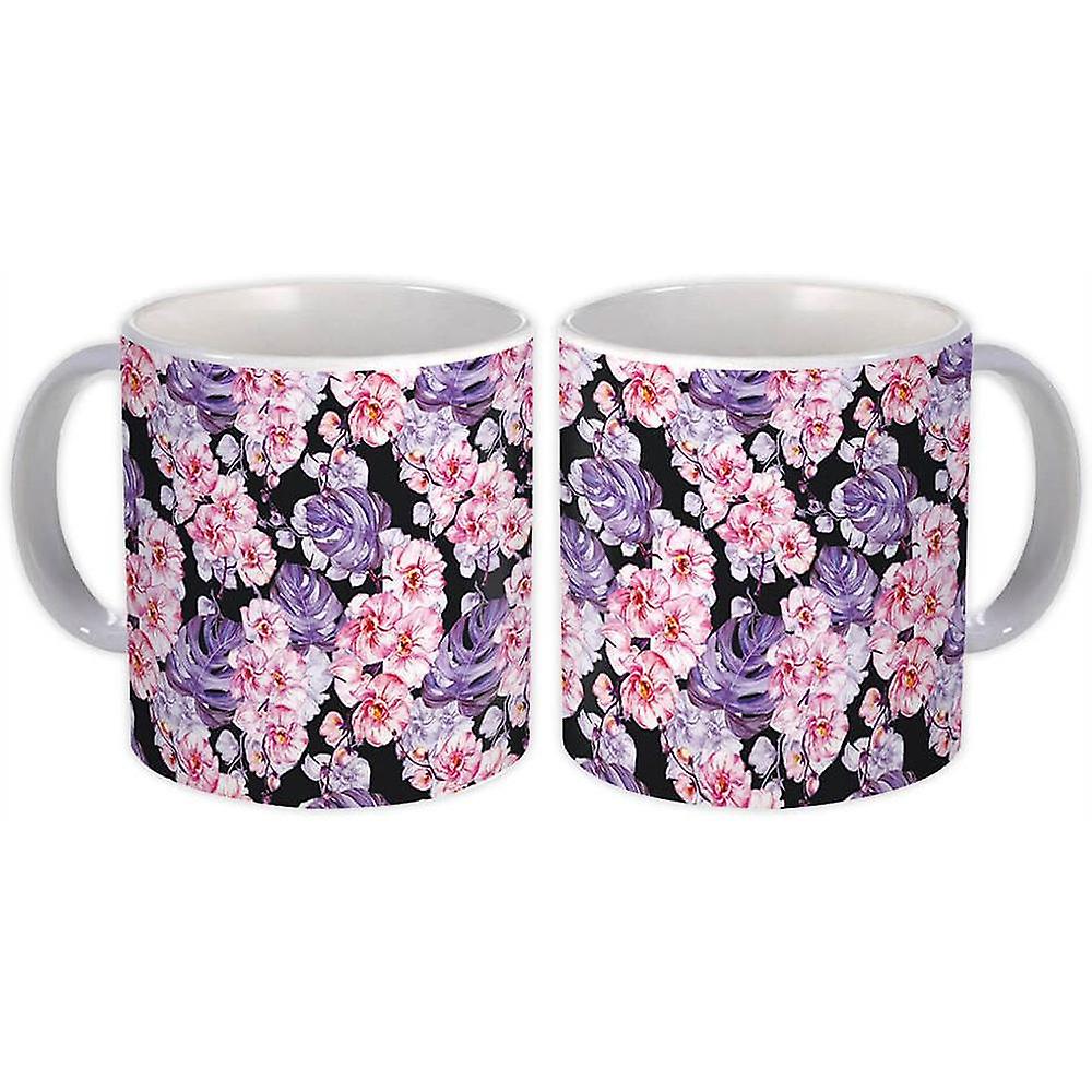 Presentmugg: Handmålade orkidéer Akvarell