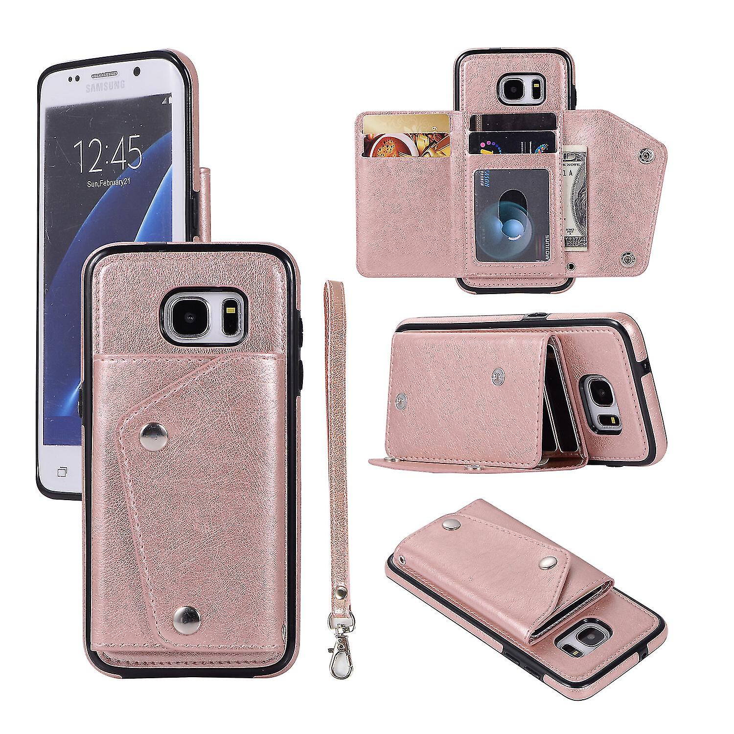 Handmade Pu Leather Case For Samsung S7 Edge With Card Holder, Wallet Function, Kickstand Function, Fall Protection, Durable