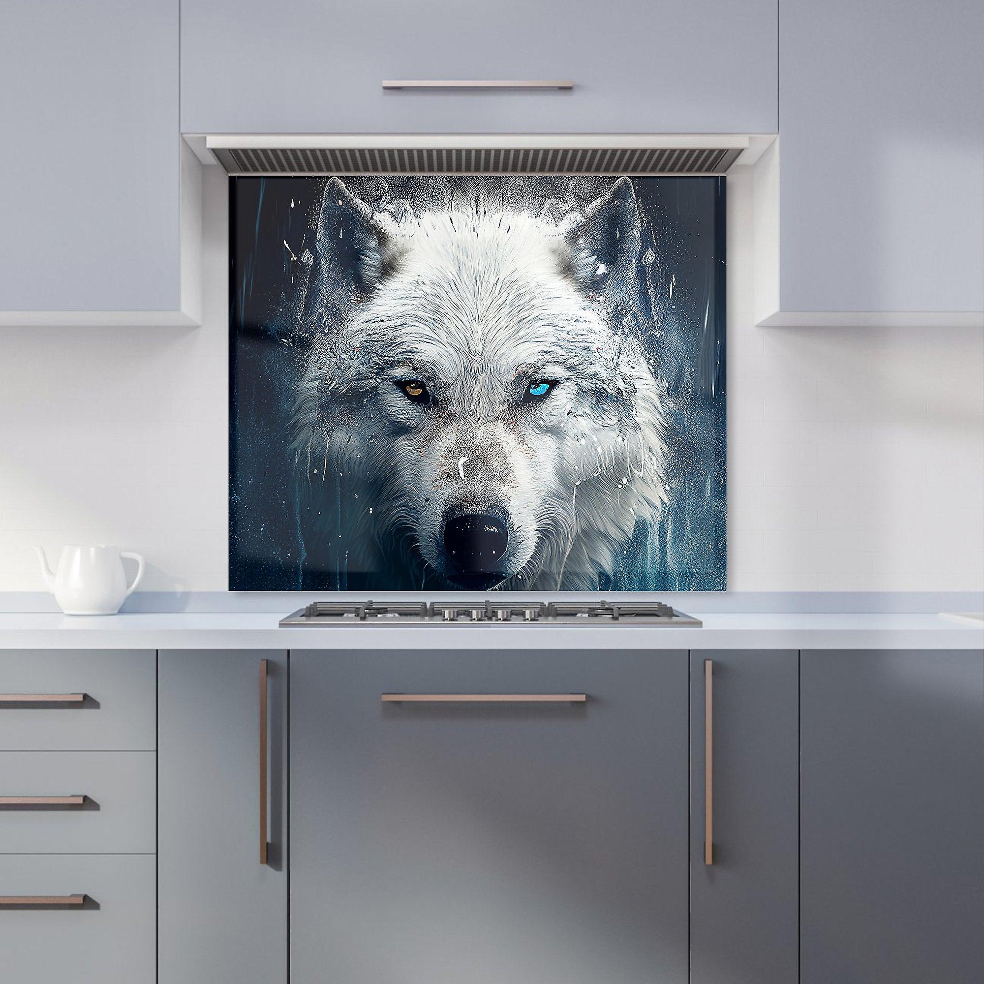 White Wolf Face Splashart Kitchen Splashback