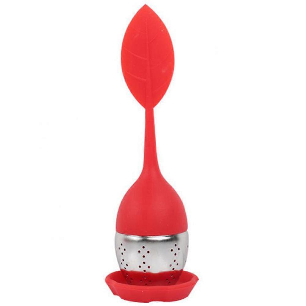 Silicone Stainless Steel Cute Tree Leaf Shape Tea Infuser Ball Filter Strainer(Red)