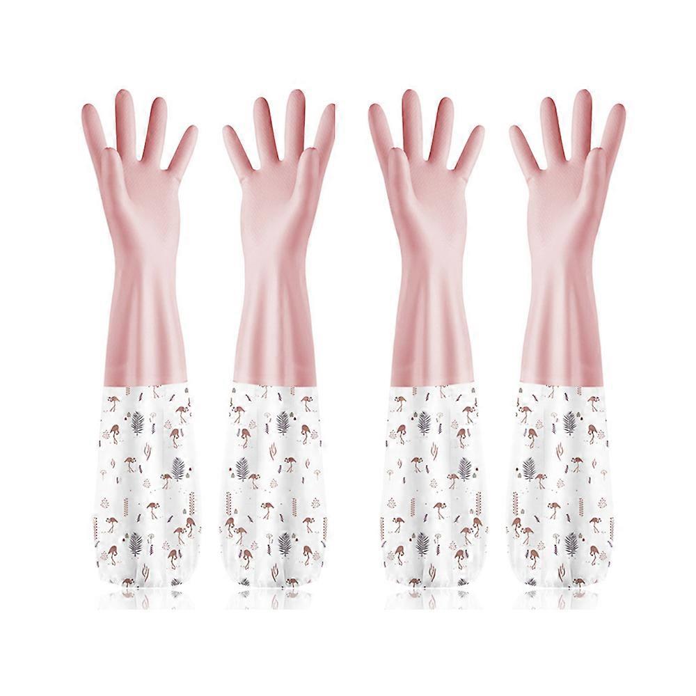 2 par oljesäkra diskhandskar, långärmade rengöringshandskar, anti-dropp