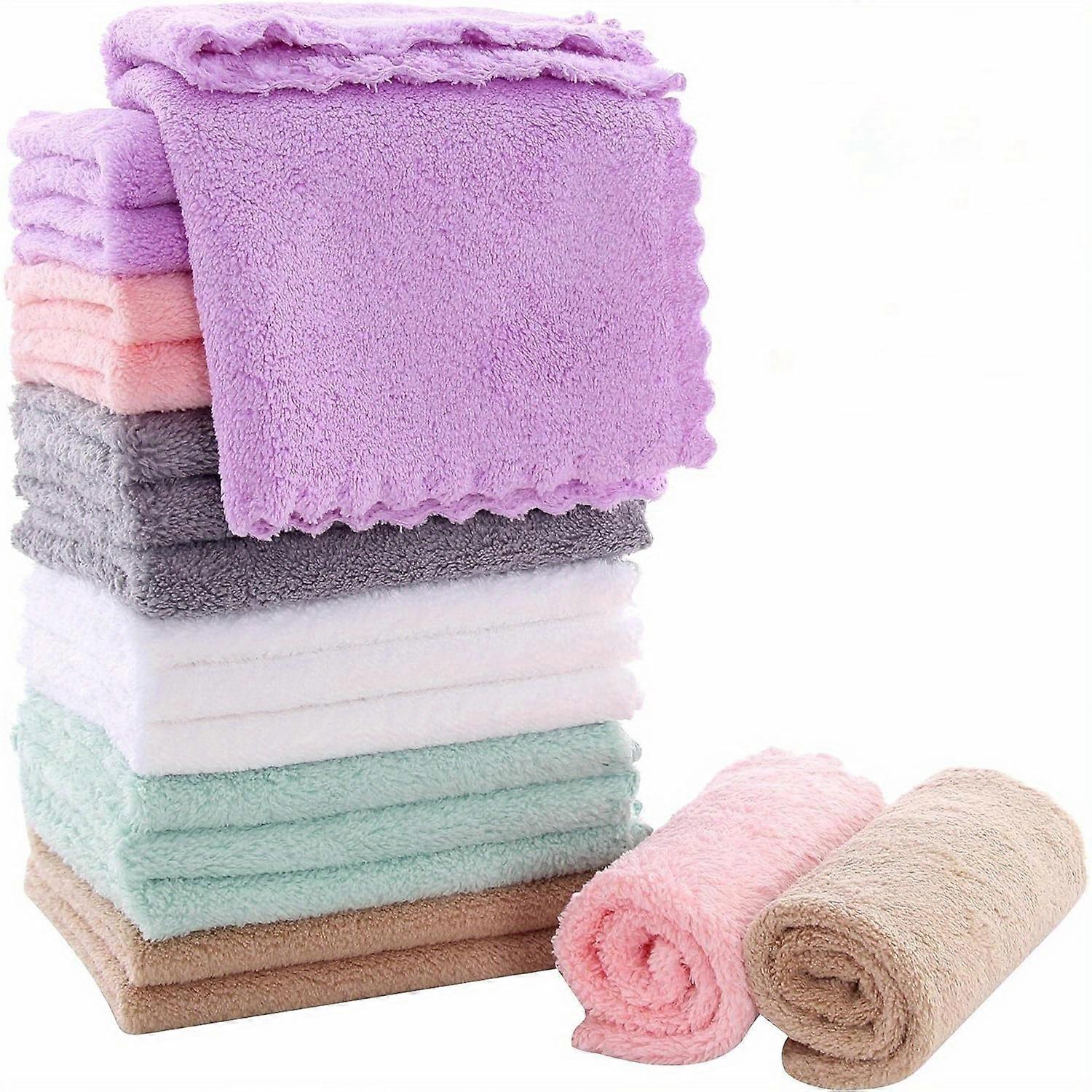 20 Pack Ultra Compact Plaid Square Microfiber Cleaning Cloths - Super Absorbent, Reusable, Nonstick, Oil Washable, Fast Drying, Premium Dish Cloths, C