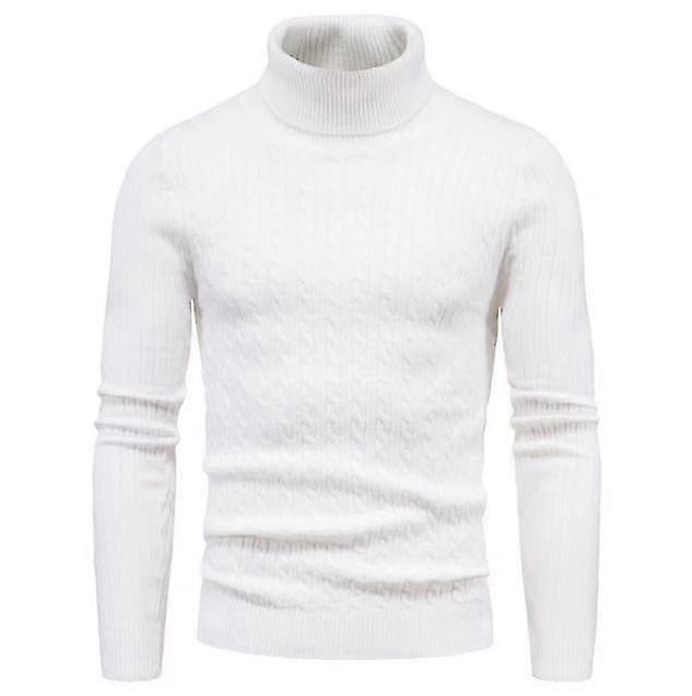 menns turtleneck genser slank passform solid farge pullover bunn strikket genser
